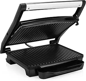 Princess 112415 Panini Grill – Zwevend bovendeksel – Verticaal opbergbaar, 30 x 24 cm, Zwart