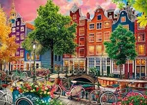 Puzzel voor volwassenen, 1000 stukjes, Amsterdam, 70 x 50 cm, voor volwassenen, educatief spel, uitdagingsspeelgoed, 1000 stukjes, puzzels voor volwassenen en kinderen
