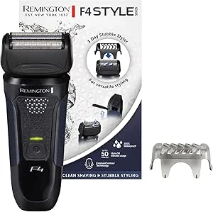 Remington Electric Shaver F4 [Nat & Droog Scheren] Style Series (Styler Voor 3-Dagen-Baard/Beschermkapje, Comfort Trim Detail Trimmer, 100% Waterdicht) Foil Shaver Folie Scheerapparaat F4002