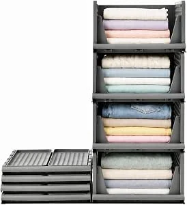 RMAN 4 stuks kast organisatoren opbergdoos stapelbare opbergdoze grijs