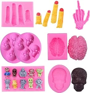 Schedel Taart Siliconen Fondant Schimmel, 6 stks Schedel Siliconen, Cakevorm DIY Fondant 3D Rubber Snoep Chocolade Schimmel(F)