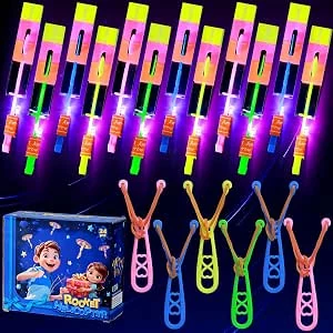 SCIONE 24 Sets LED Vliegend Speelgoed, Katapult Helicopter Buitenspeelgoed