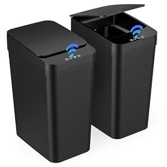 Set van 2 vuilnisemmers met sensor, 12 l, automatische elektrische dekselsensor, 3 bedrijfsmodi, stil, waterdicht, intelligente afvalemmer, voor keuken, kantoor, woonkamer, badkamer (2 stuks
