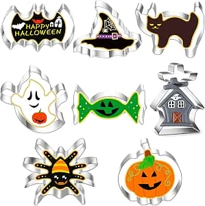 Set van 8 Halloween-koekjesvormpjes – Roestvrij staal – Voor het decoreren van koekjes, taarten en gebak