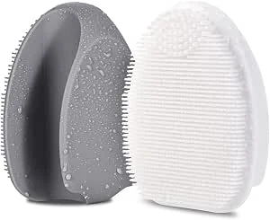 Siliconen gezichtsreinigingsborstel met massage en exfoliërende functie, verwijdert mee-eters, reinigt poriën, ideaal voor vrouwen en mannen, alle huidtypen (grijs+wit)