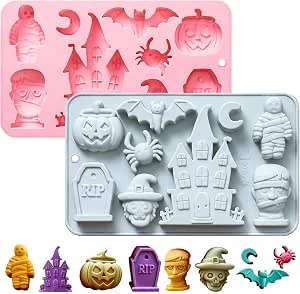 Siliconen mal Halloween, 2 stuks siliconen chocoladevorm grafsteen
