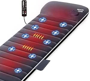 SNAILAX Traagschuim-massage mat met warmte-, verwarmings- en vibratiemassage matras, massagekussen voor het hele lichaam voor pijnverlichting