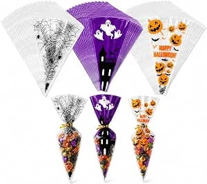 Snoepzakjes, pompoenkegelzakjes, Halloween, transparante plastic zak inclusief