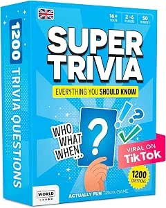 Super Trivia Spellen voor Volwassenen met 1200 Vragen - Leuk Bordspel met Trivia Kaarten - Trivia Spel voor Gezin met Tieners en Volwassenen - Leuke Feestspellen voor Tienerjongen Cadeaus