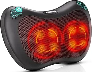 TAKRINK Shiatsu Massagekussen 8 Knooppunten 3 Verstelbare Snelheden Bidirectionele Rotatie Nek en Cervicale Massage Apparaat Ideaal Verjaardagscadeau voor Mannen en Vrouwen