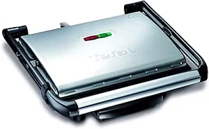 Tefal Inicio Grill contactgrill 2000 W, geribbelde platen, zilver GC241D