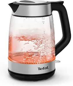 Tefal KI6A58E Express Glass 1,7 L waterkoker, transparant, snelkokend, automatische uitschakeling, éénkopsaanduiding, uitneembaar antikalkfilter