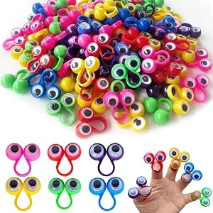 Ugen Vingerspeelgoed, 100 stuks, gekleurde oogring, vingerpoppen, spelen voor kinderen, kleur oogring, vingerpoppen voor verjaardagsfeesten, carnaval en Halloween-feesten, feestgeschenken voor