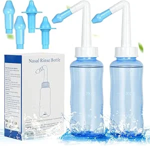 URAQT Neti Pot, 2 STUKS Neusspoelkit Neuswasreiniger, 300ml Sinusspoelfles, Drukspoeling Neusirrigatie voor volwassenen en kinderen BPA-vrij