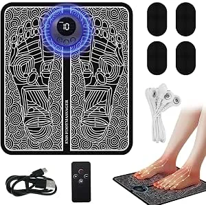 USB-voetmassageapparaat, EMS-voetmassageapparaat, elektrisch voetmassageapparaat voor bloedcirculatie, verlichting van spierpijn, met 8 standen en 19 instelbare frequenties