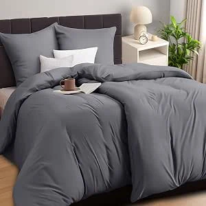 Utopia Bedding 2 Dekbedovertrek 135x200 cm + 2 Kussenslopen 80x80 cm, Grijs