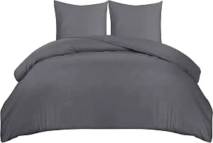Utopia Bedding Dekbedovertrek Set - Zachte Microvezel Dekbedovertrek 200x200cm met Kussenslopen 80x80cm - Beddengoed Dekbedovertrek Set - Grijs