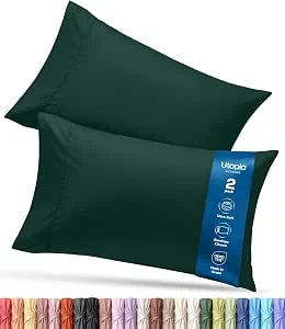 Utopia Bedding Queen kussenslopen - 2 stuks - envelopsluiting - zachte geborstelde microvezelstof - krimp- en vervagingsbestendige kussenslopen 50 x 76 cm (Queen, smaragd)