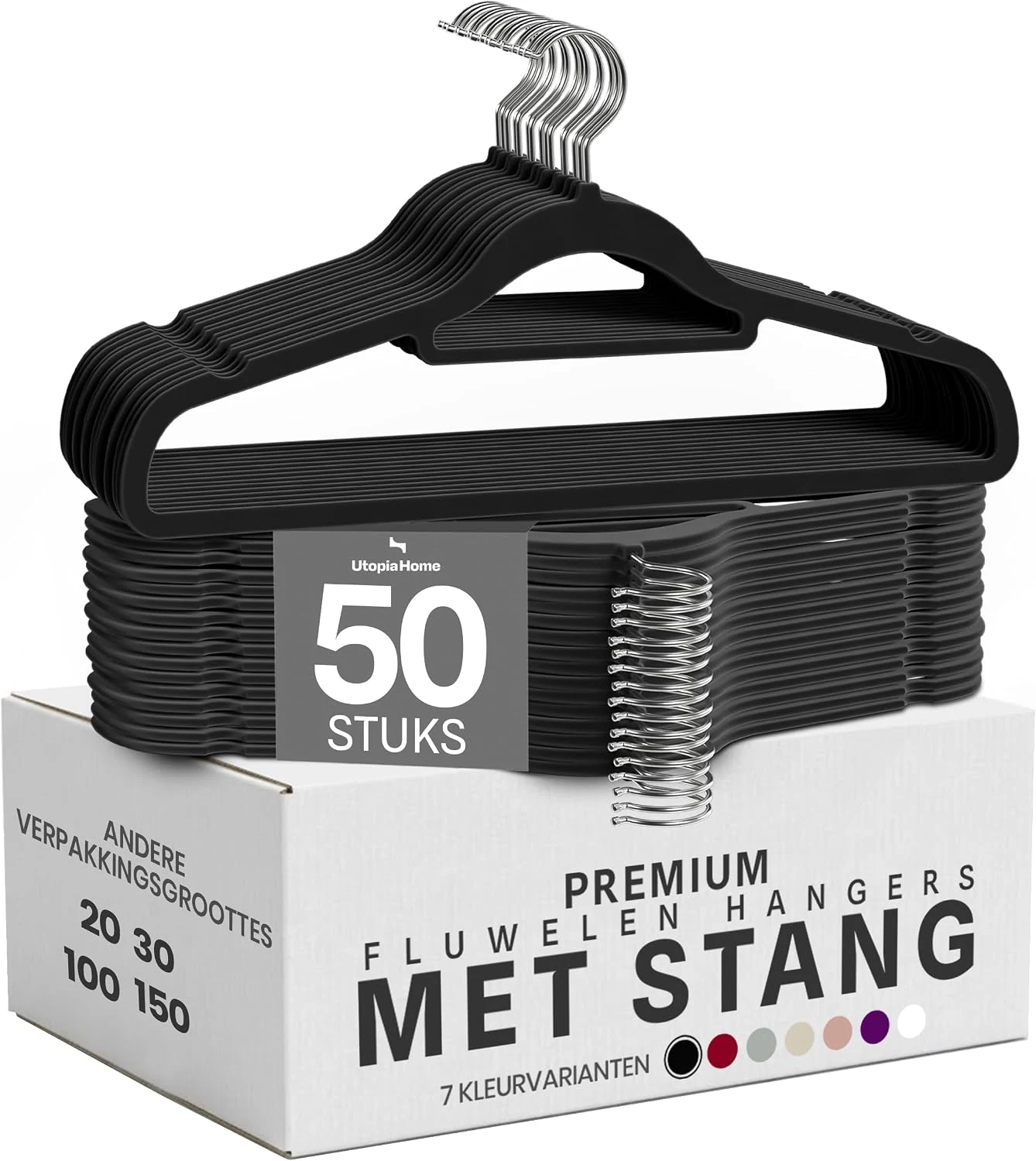 Utopia Home - Premium kleerhangers van fluweel (zwart, set van 50)