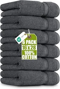 Utopia Towels - 6 Set Premium Handdoeken, (41 x 71 cm) 100% Ringgesponnen Katoen, Ultra Zacht en Zeer Absorberend voor Badkamer, Fitnessruimte, Douche, Hotel en Spa (Grijs)