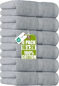 Utopia Towels - 6 Set Premium Handdoeken, (41 x 71 cm) 100% Ringgesponnen Katoen, Ultra Zacht en Zeer Absorberend voor Badkamer, Fitnessruimte, Douche, Hotel en Spa (Koel Grijs)