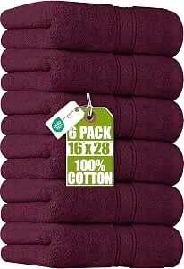 Utopia Towels Hoogwaardige bordeaux handdoeken - 100% gekamd ringgesponnen katoen, ultra-zacht en zeer absorberend, 600 g/m² extra grote dikke handdoeken van 41 x 71 cm, hotel- en spa kwaliteit handdoeken (set van 6)