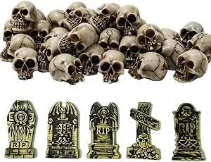 Verpakking van 20 mini schedeldecoratie 15 stuks mini grafstenen Halloween