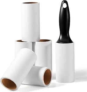 Vinabo pluisroller, Pluisrol, Kledingkleefroller, Dierenhaarroller, 6 Rollen + 1 Handvat, 360 Vellen Zeer Kleverige Lint Roller, Dierenhaarverwijderingsborstel Voor Dierenhaar, Haar en Kleding