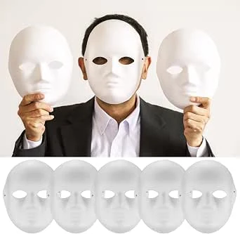 Vwoqiy 10 stuks DIY witte papieren maskers, maskerade maskers, pulp blanco voor schilderen, schilderbare papieren maskers voor carnaval, cosplay, halloweenfeest