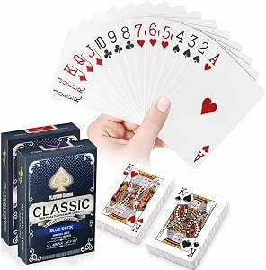 Waterdichte Plastic Speelkaarten, 2 Kaartensets, Rood en Blauw, Professionele Plastic Pokerkaarten, Kunststof Speelkaarten, Pokerkaartenset, Pokerkaarten voor Blackjack, Canasta Kaartspel