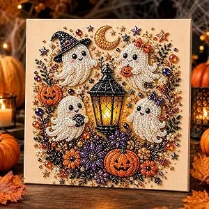Yutissi DIY Kralen Halloween Parel Diamond Painting Schilderij Zwarte Kat (Spook)