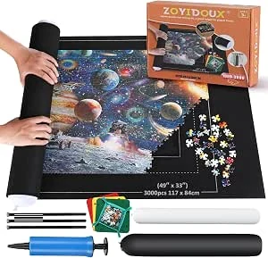 ZOYIDOUX Puzzelmat, puzzelrol, 3000 stukjes, rolmat, spaarder, puzzelonderlegger, jigsaw rollen, puzzelpad van vilt, jigsaw mat, reuzenvilten mat voor het opbergen van puzzels
