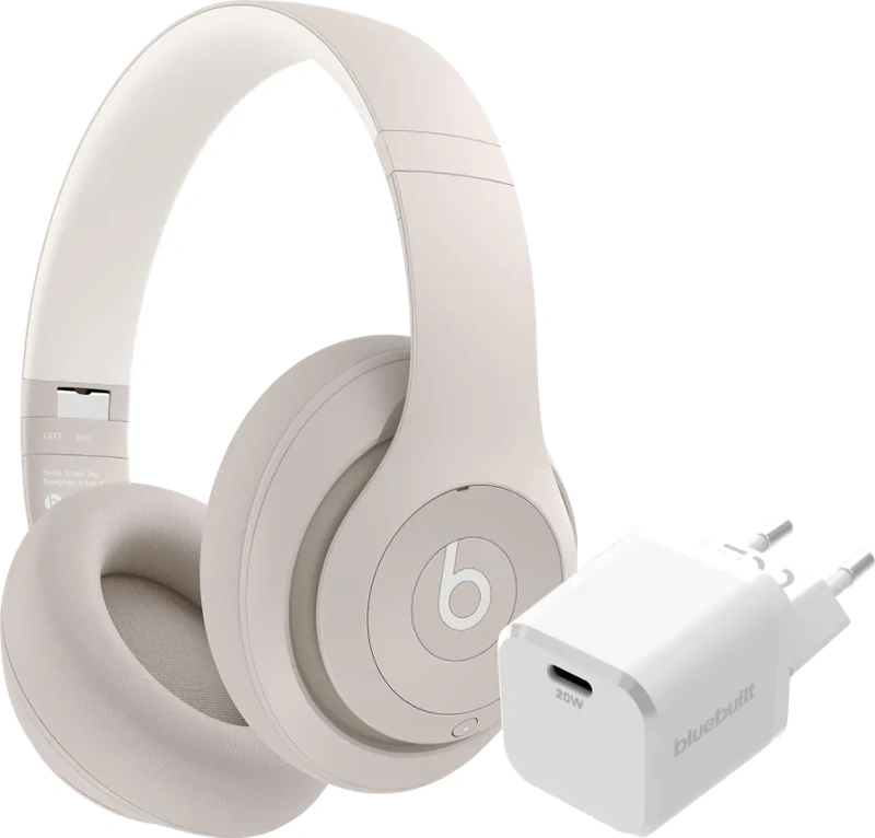 Beats Studio Pro Crème + BlueBuilt Power Delivery Oplader met Usb C Poort 20W Wit