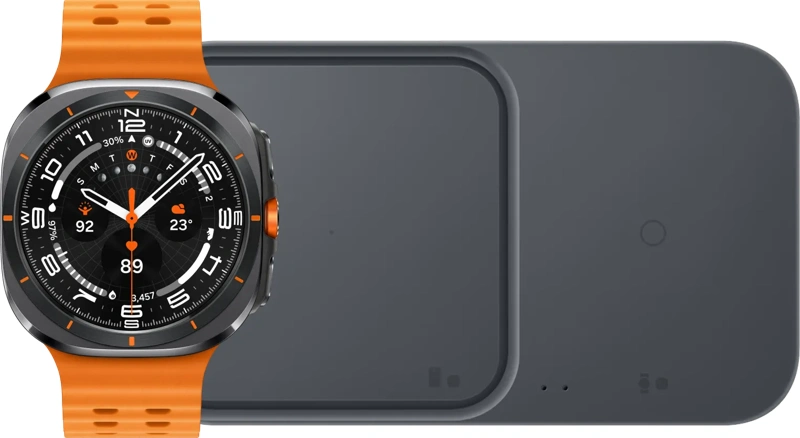 Samsung Galaxy Watch Ultra 4G Grijs/Oranje 47mm + Duo Draadloze Oplader