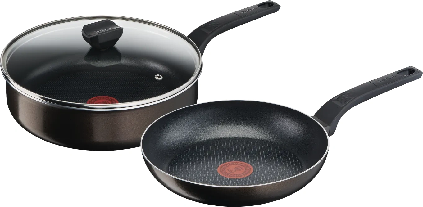 Tefal Easy Cook & Clean Koekenpan 24 cm + Hapjespan met deksel 26 cm