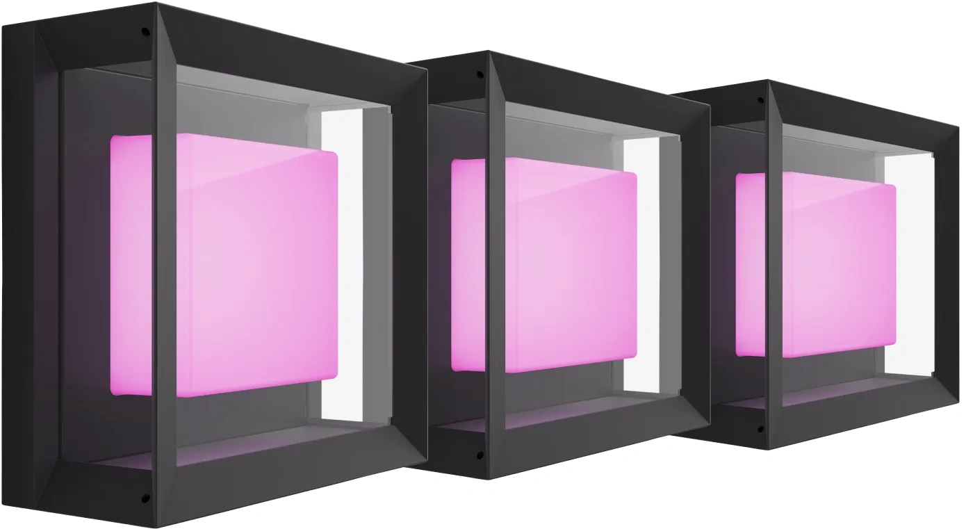 Philips Hue Econic muurlamp White and Color Zwart modern 3-pack