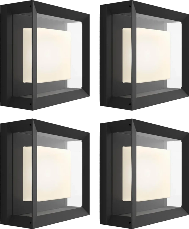 Philips Hue Econic muurlamp White and Color Zwart modern 4-pack