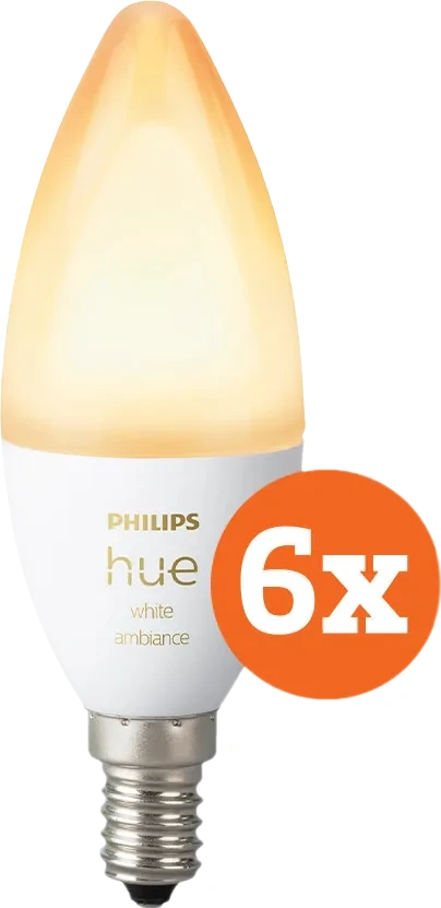 Philips Hue Kaarslamp White Ambiance E14 6-Pack