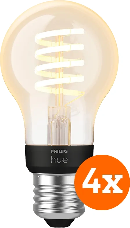 Philips Hue Filamentlamp White Ambiance Standaard E27 4-pack