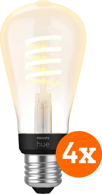 Philips Hue Filamentlamp White Ambiance Edison E27 4-pack