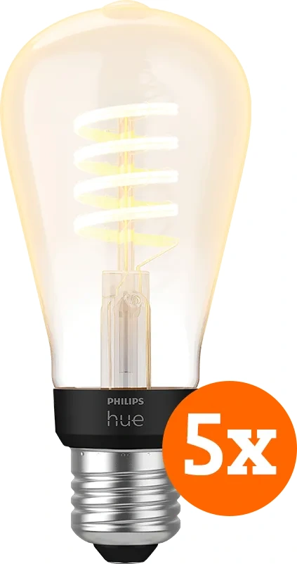 Philips Hue Filamentlamp White Ambiance Edison E27 5-pack