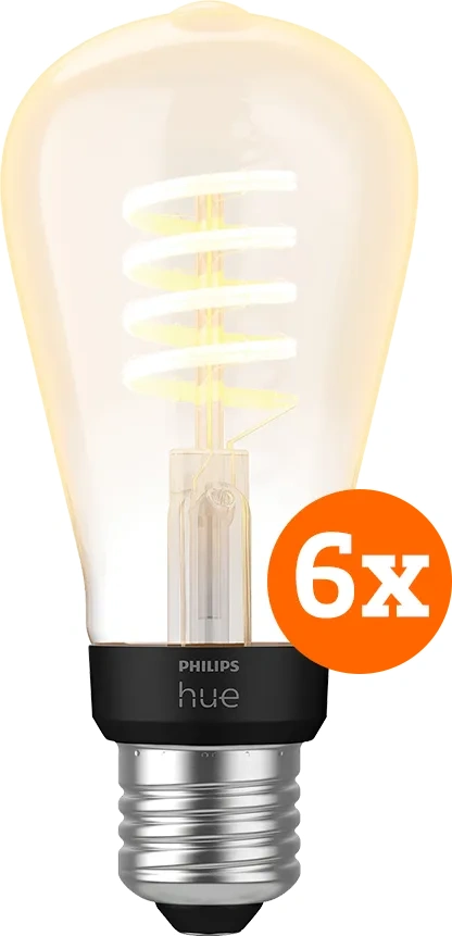 Philips Hue Filament White Ambiance Edison 6-pack