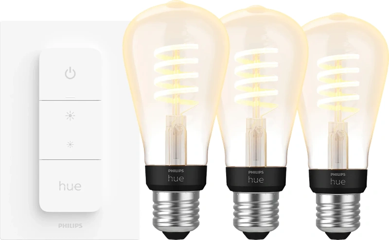 Philips Hue Filament White Ambiance Edison 3-pack + dimmer