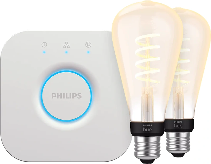 Philips Hue Filament White Ambiance Edison XL 2-Pack + Bridge