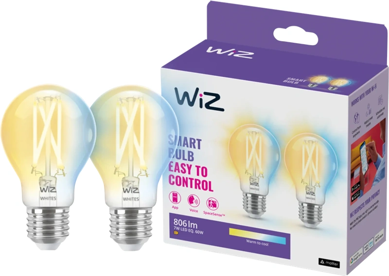 WiZ Filament lamp 2-pack - Warm tot Koelwit Licht - E27