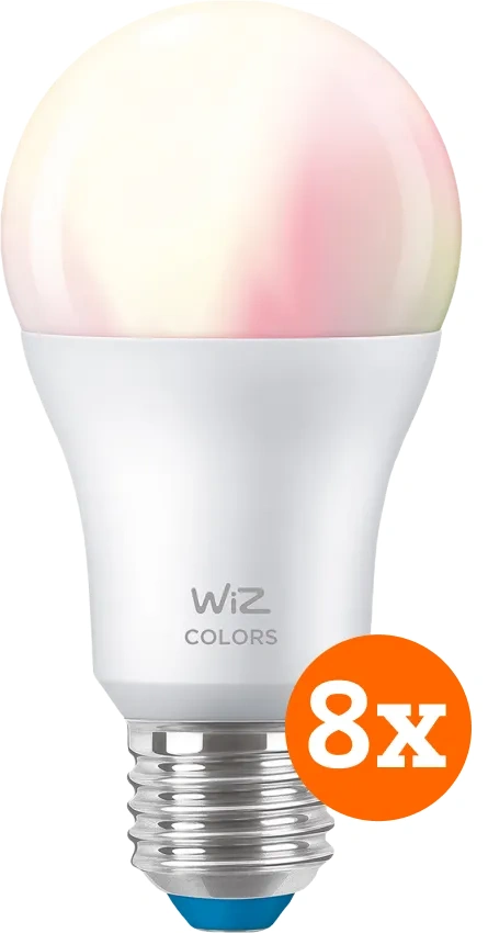 WiZ Smart lamp 8-pack - Gekleurd en Wit Licht - E27
