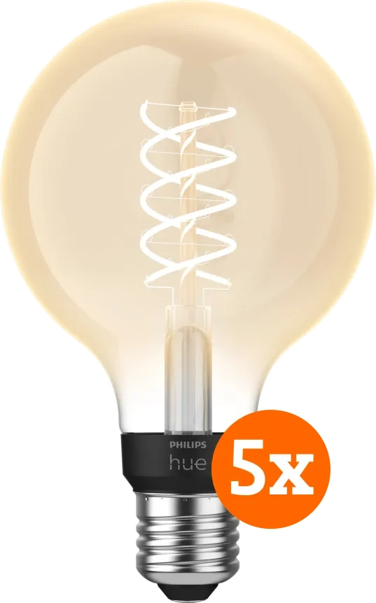 Philips Hue Filamentlamp White Globe E27 5-pack