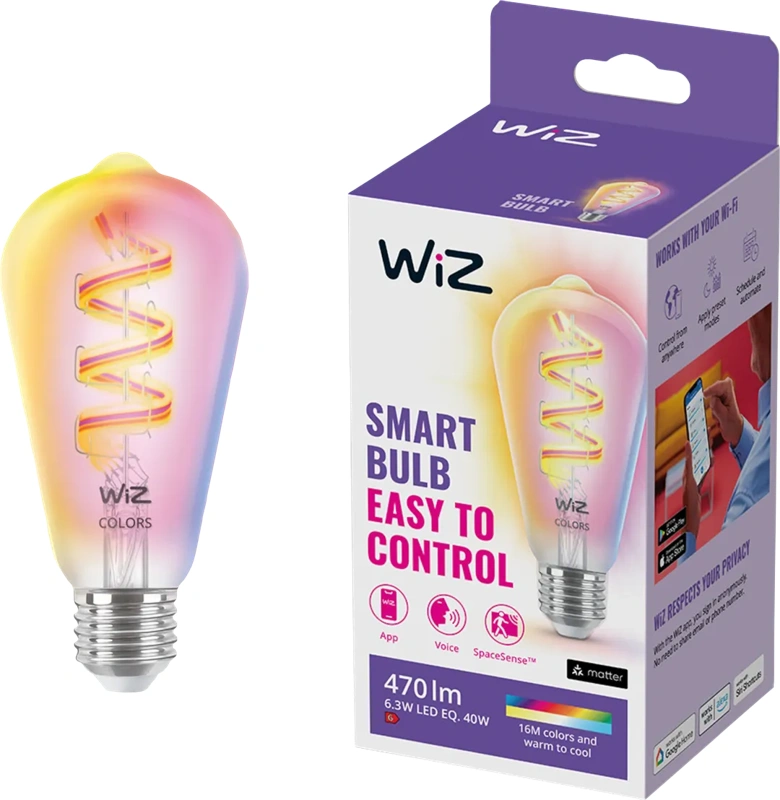 WiZ Edison Filament lamp- Gekleurd en wit licht - E27