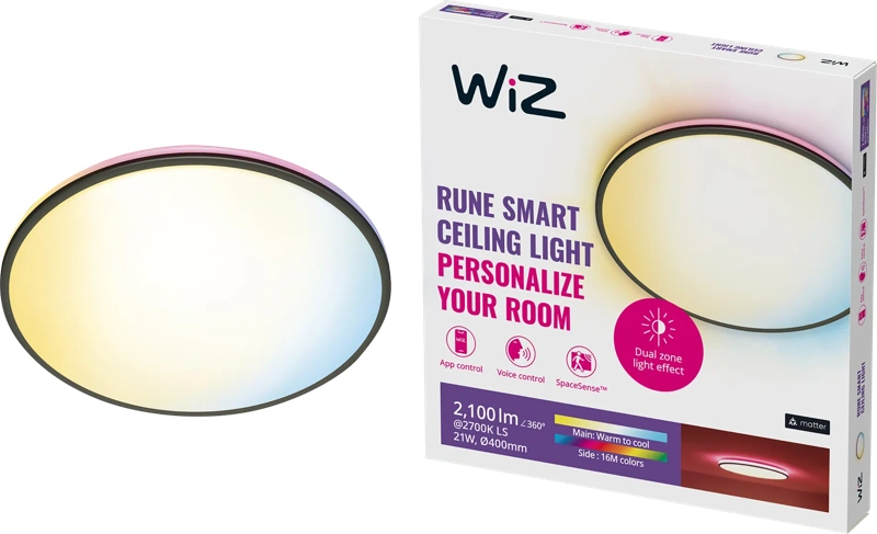 WiZ Plafondlamp Rune - Gekleurd en wit licht - zwart