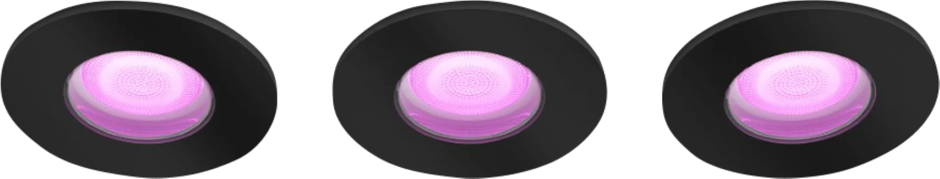 Philips Hue Xamento badkamer inbouwspot White and Color - Zwart - Rond 3-pack